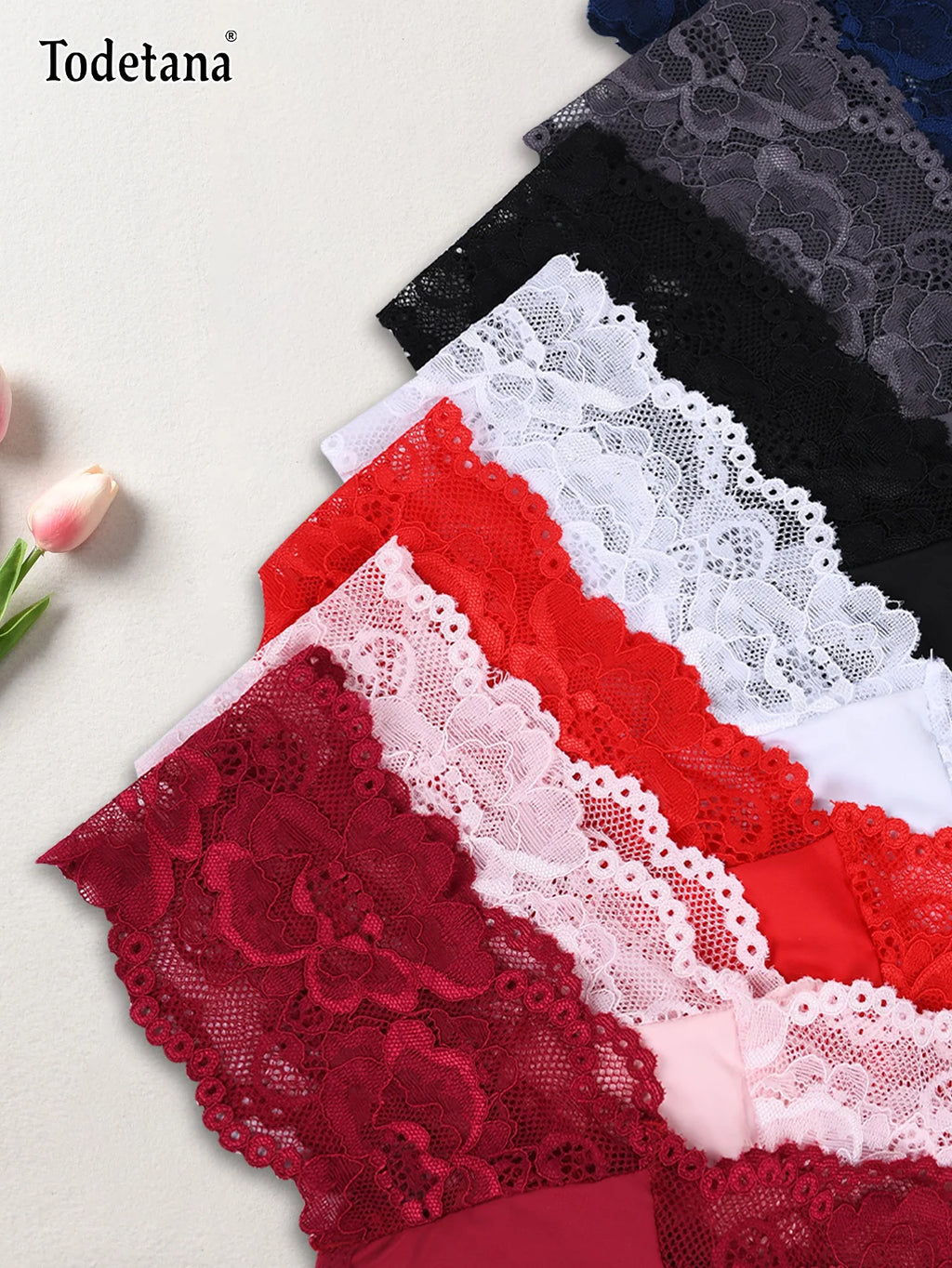 7-Pack Mid-Rise Women's G-String Floral Hollow-Out Design Lightweight Breathable Everyday Comfortable Fit-Made Spandex/Nylon