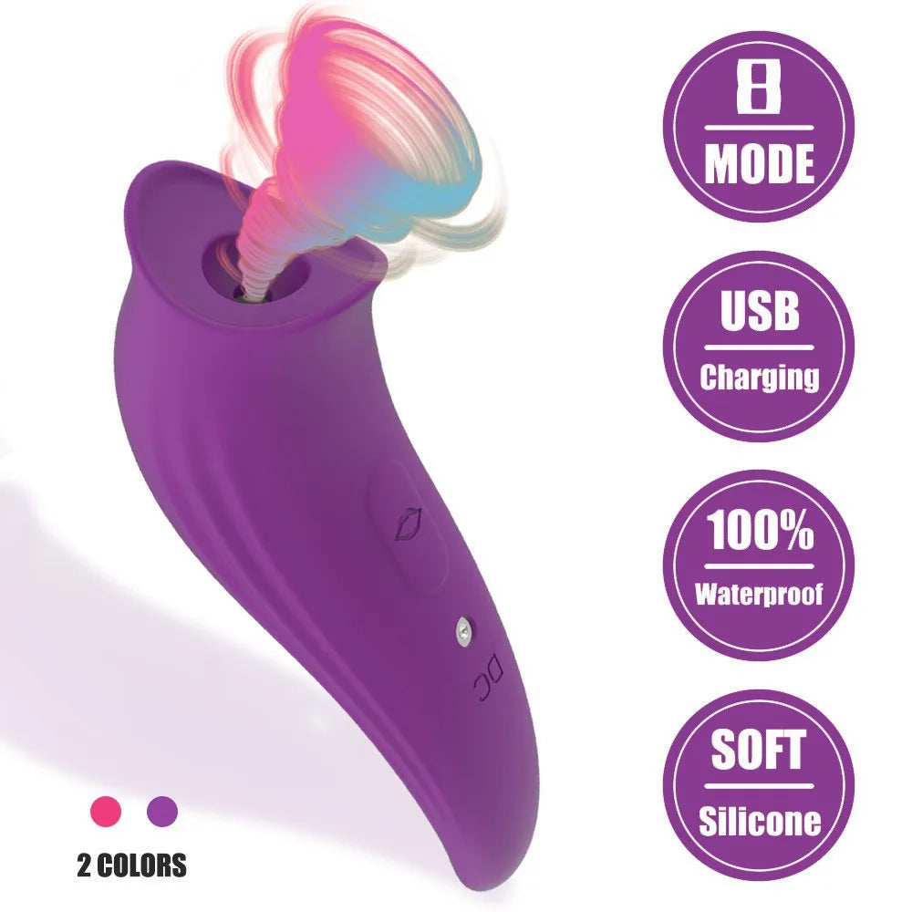 Purple Bird Sucker 8-Frequency Vibrator Female Masturbator with Clitoris G-Spot & Breast Sucking Flirting Massager