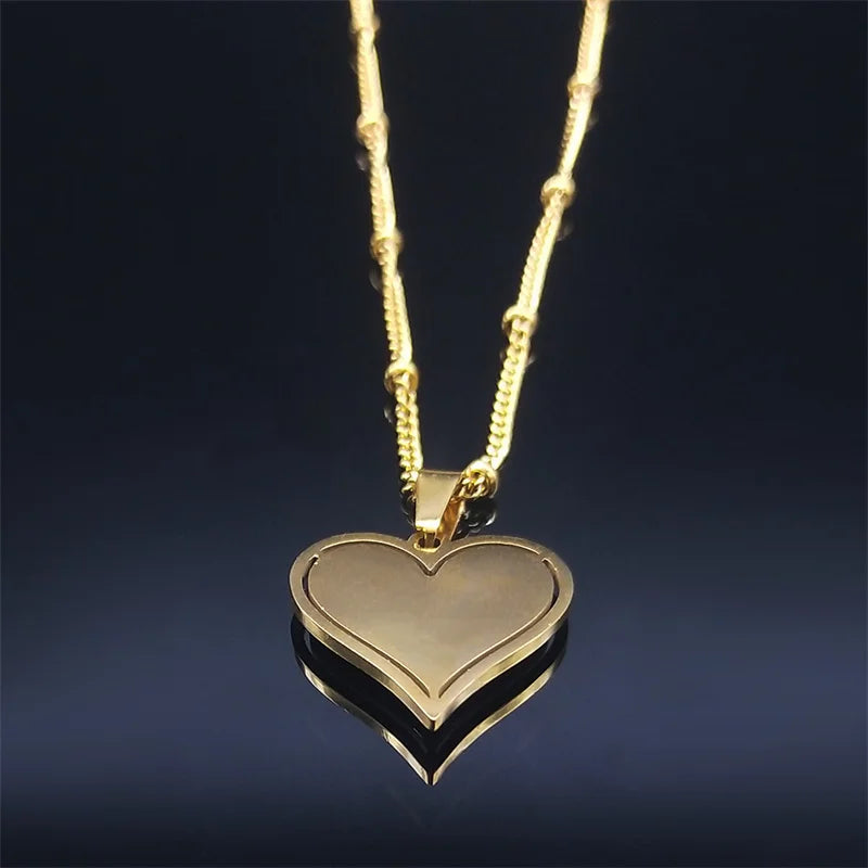 Fashion Love Red Heart Stainless Steel Crystal Charm Necklace Gold Color Small Necklaces Jewelry collier coeur rouge N8047S01