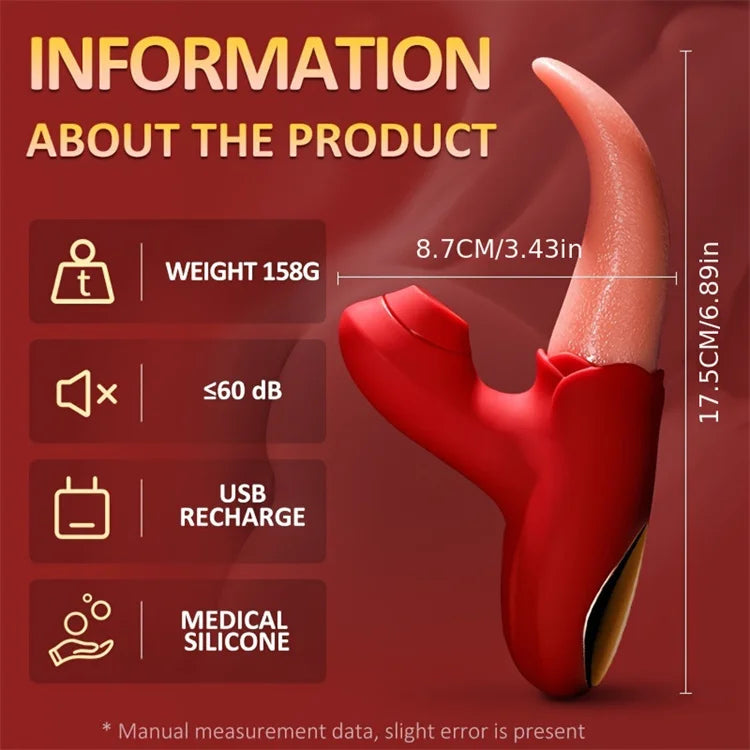 10 Frequency Modes G Spot Tongue Licking Sucking Vibrator Toys For Adult