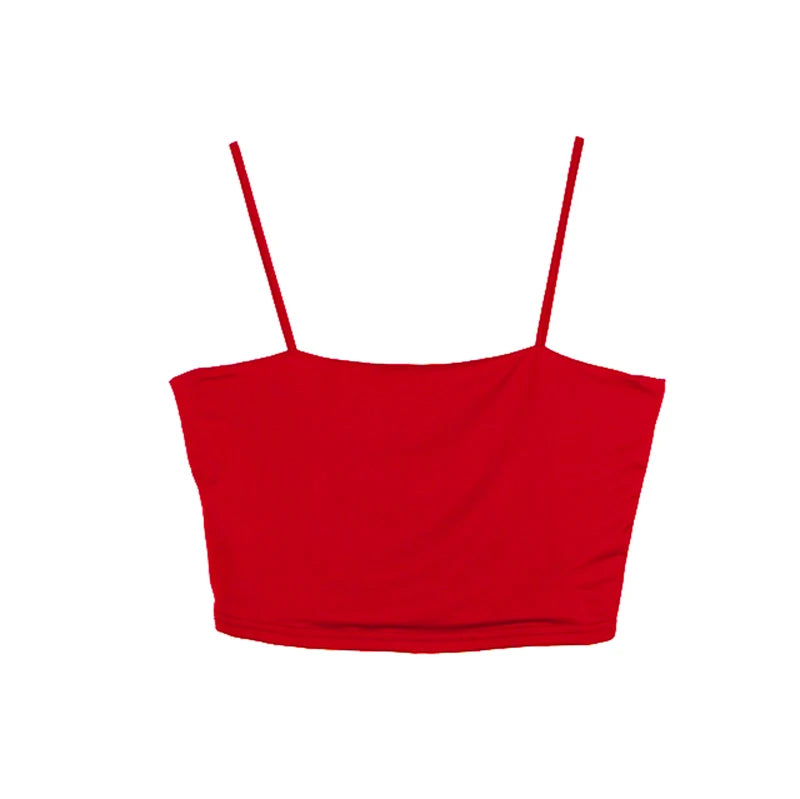 Women's Sexy Tight Camisole Summer New Fashion Casual Simple Solid Color White Spaghetti Strap Crop Tops Plus Size XS-5XL