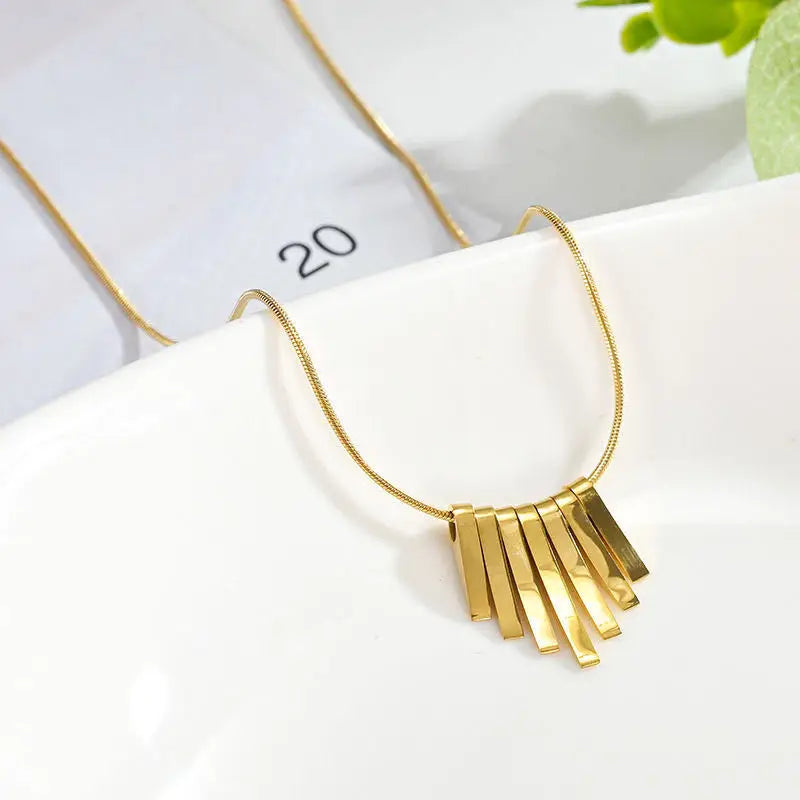 316L Stainless Steel Fashion Fine High-end Jewelry Geometry Shape Minimalism Charms Chain Collier Necklaces & Pendants For Women