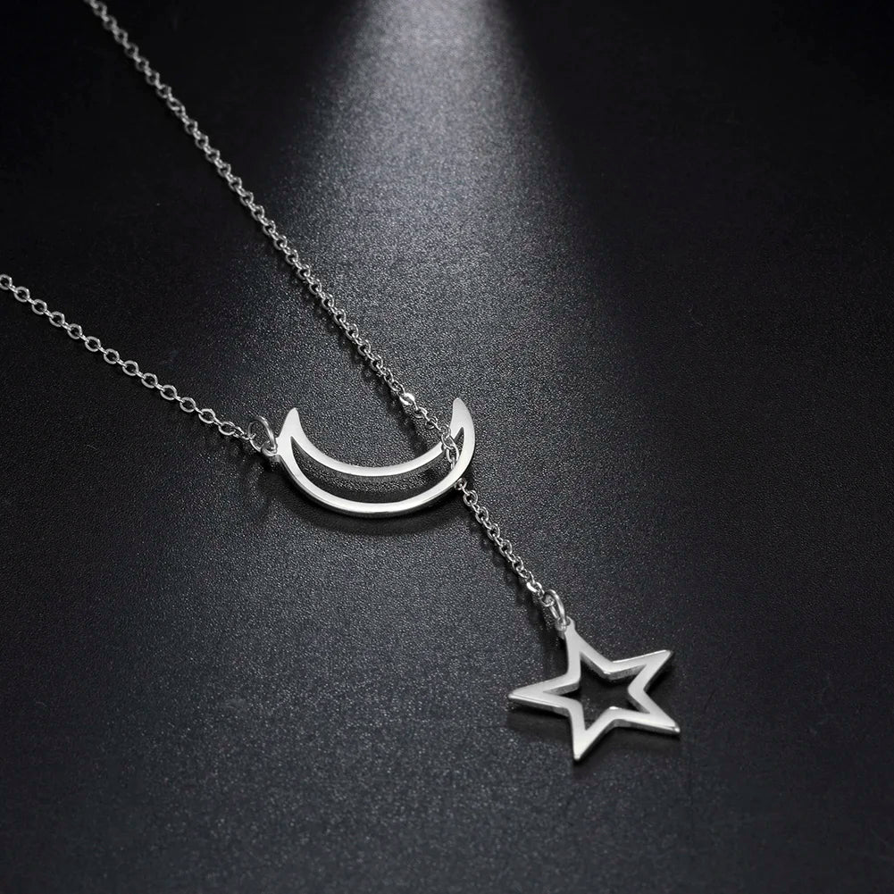 Skyrim Fashion Moon Star Pendant Necklace for Women Girls Stainless Steel Gold Color Necklaces Collier Party Jewelry Gifts 2025