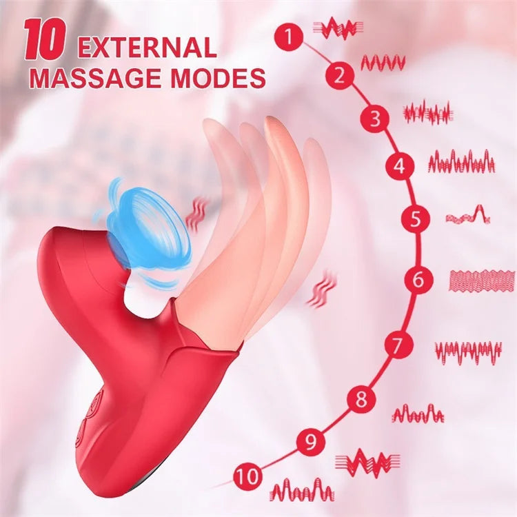 10 Frequency Modes G Spot Tongue Licking Sucking Vibrator Toys For Adult