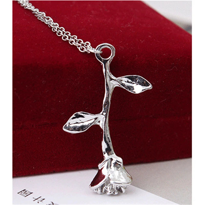 Fashion Jewelry Collier Rose Statement Pendant Necklace Women's Beauty Beast Jewelry Lovers Gifts For Women Girls