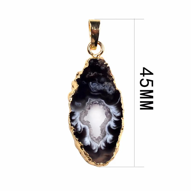 Irregular Shape Choker Necklace Natural Stone Pendant Necklaces Women Druzy Geode Quartz Necklace For Gift
