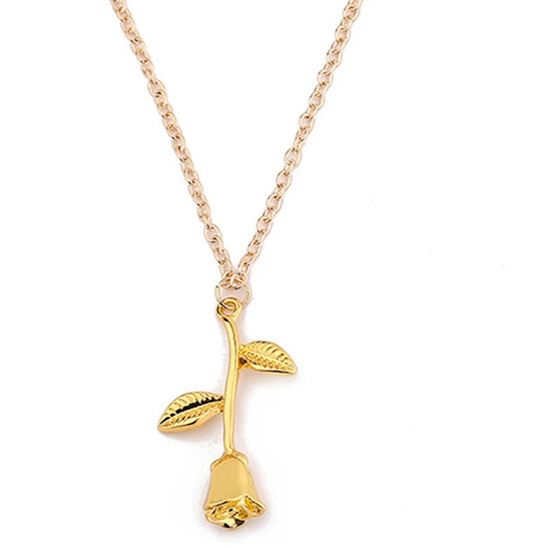 Fashion Jewelry Collier Rose Statement Pendant Necklace Women's Beauty Beast Jewelry Lovers Gifts For Women Girls
