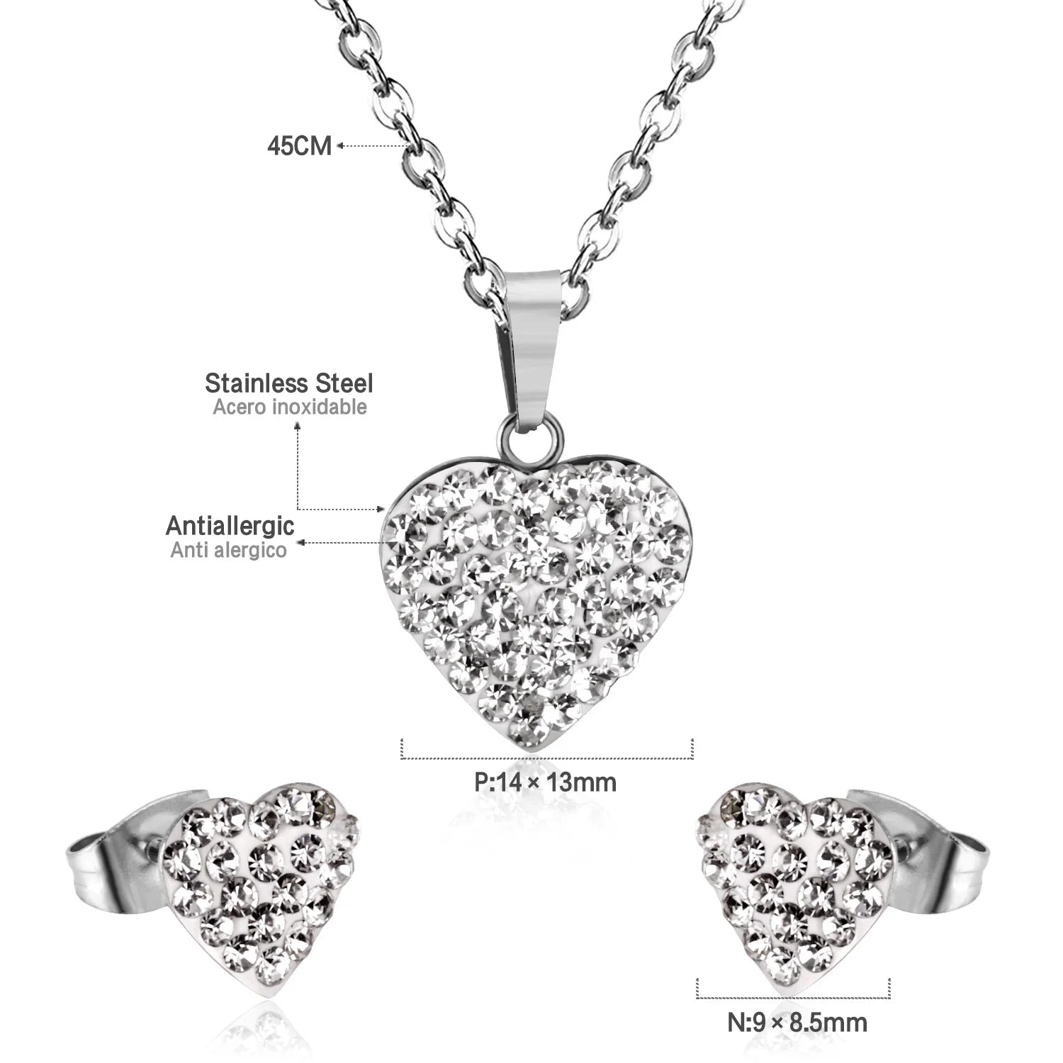 LUXUSTEEL New Heart Cubic Zirconia Wedding Jewelry Sets Women/Girl Stainless Steel Gold Color Choker Necklace Collier Bijoux