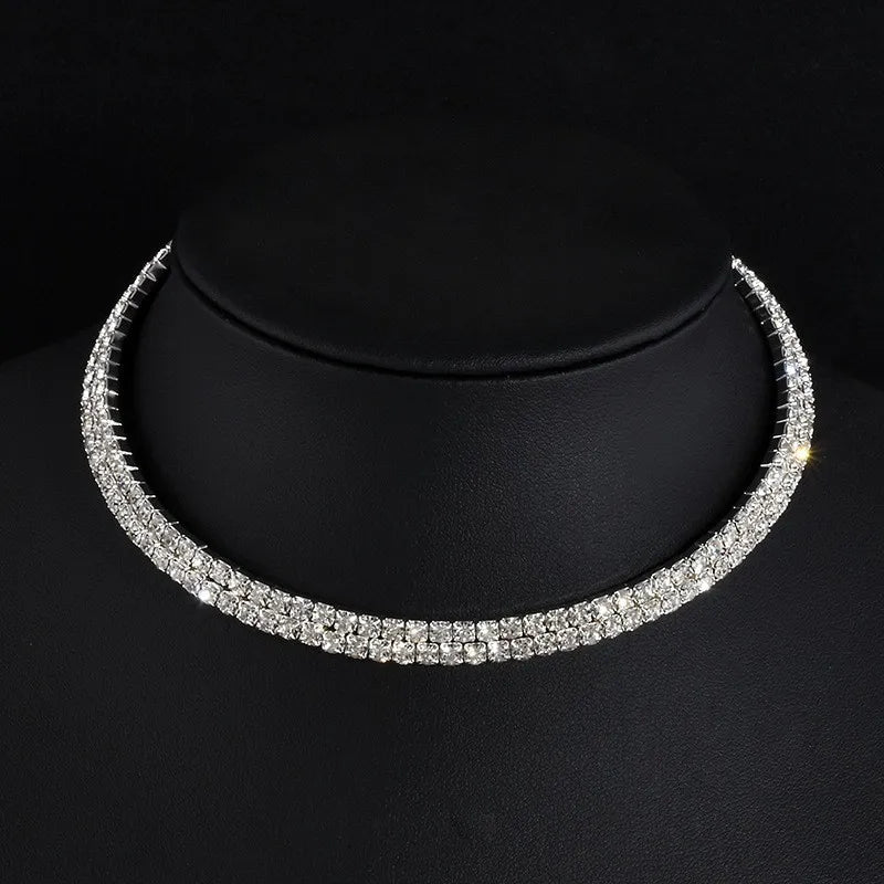 BLIJERY Silver Color Crystal Choker Necklace for Women Wedding Accessories Rhinestone Chokers Wedding Prom Jewelry Femme Collier