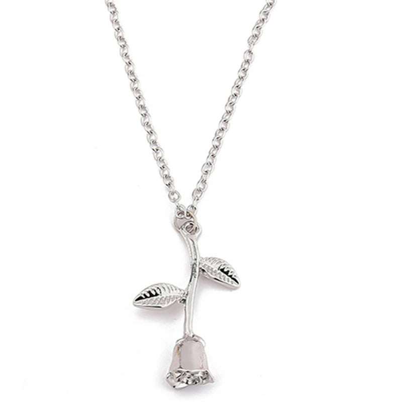 Fashion Jewelry Collier Rose Statement Pendant Necklace Women's Beauty Beast Jewelry Lovers Gifts For Women Girls