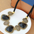 Women's Retro Jewelry Black Rope Chain Choker Necklaces Women Resin Stone Pendant Necklace Maxi Colar Necklaces