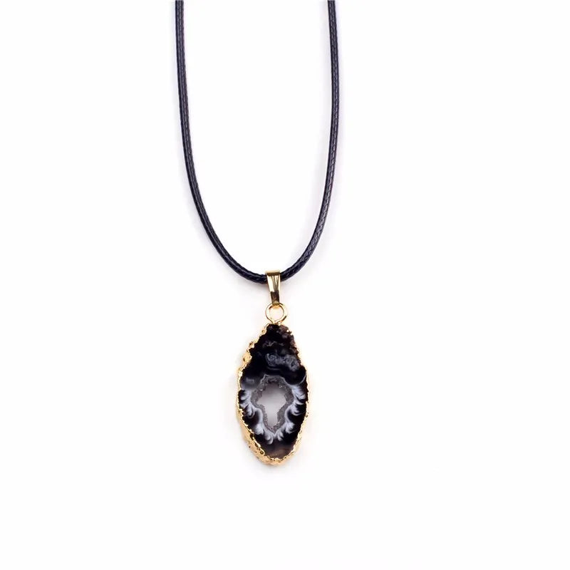 Irregular Shape Choker Necklace Natural Stone Pendant Necklaces Women Druzy Geode Quartz Necklace For Gift