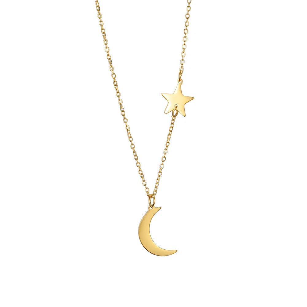 Skyrim Fashion Moon Star Pendant Necklace for Women Girls Stainless Steel Gold Color Necklaces Collier Party Jewelry Gifts 2025