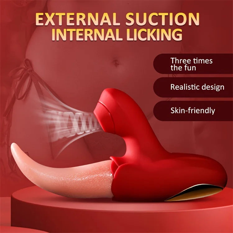 10 Frequency Modes G Spot Tongue Licking Sucking Vibrator Toys For Adult