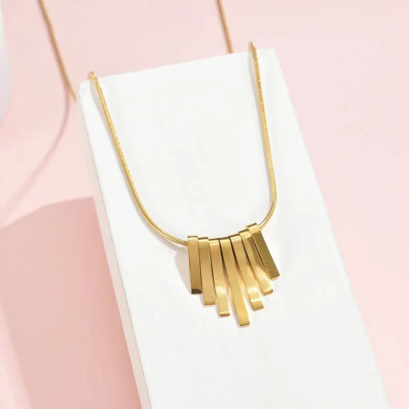 316L Stainless Steel Fashion Fine High-end Jewelry Geometry Shape Minimalism Charms Chain Collier Necklaces & Pendants For Women