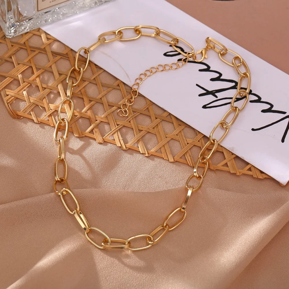 Retro Necklace Chains Chain For Women Exaggeration Collares Collar Necklaces Collier Naszyjnik Colar Choker Cadena Fashion