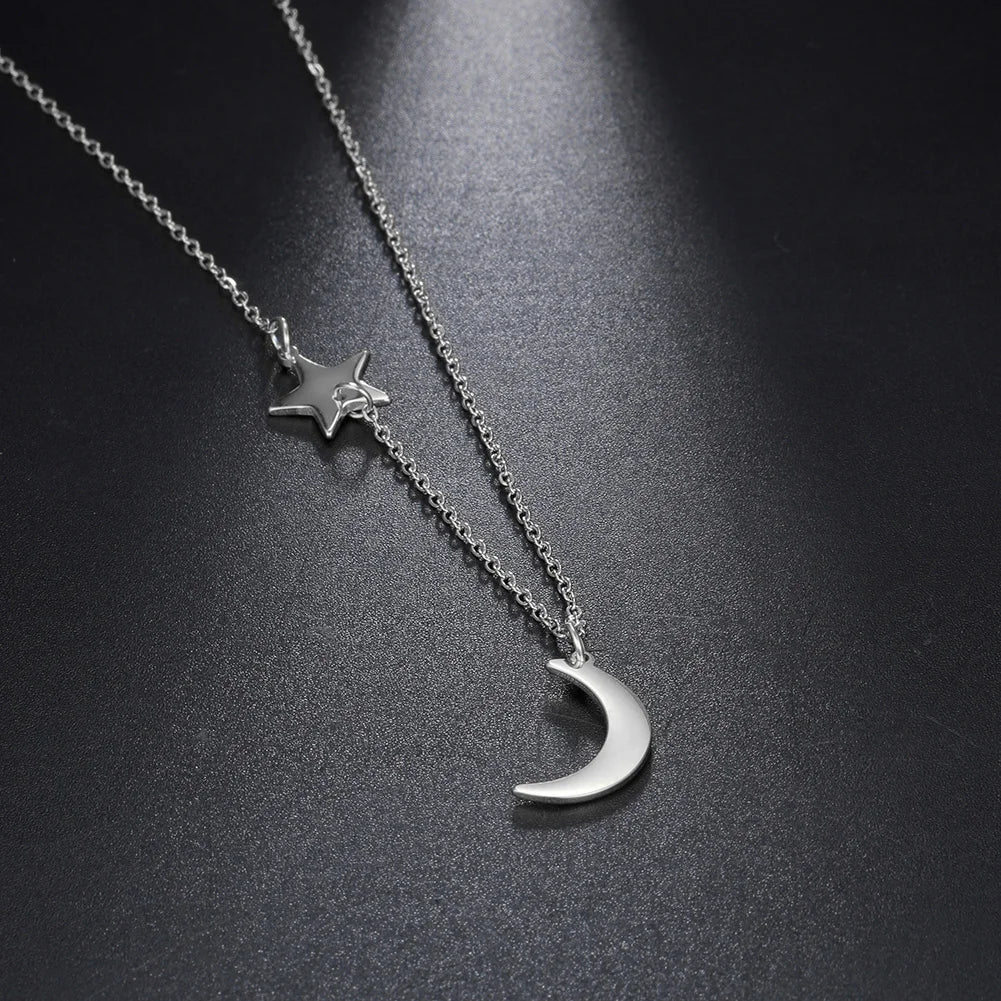 Skyrim Fashion Moon Star Pendant Necklace for Women Girls Stainless Steel Gold Color Necklaces Collier Party Jewelry Gifts 2025