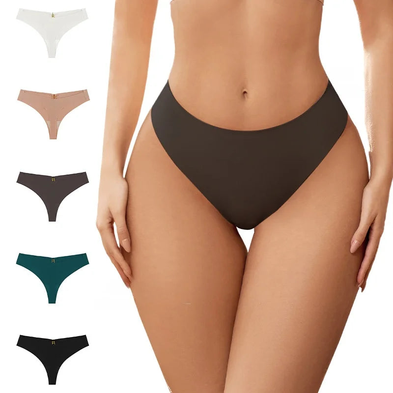 Export Seamless Ice Silk Underwear for Women - Plus Size Nylon Panties, Cotton Crotch & Sexy Metal Ring Buckle