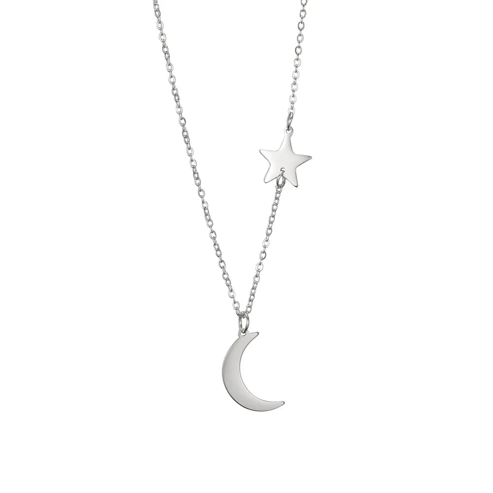 Skyrim Fashion Moon Star Pendant Necklace for Women Girls Stainless Steel Gold Color Necklaces Collier Party Jewelry Gifts 2025