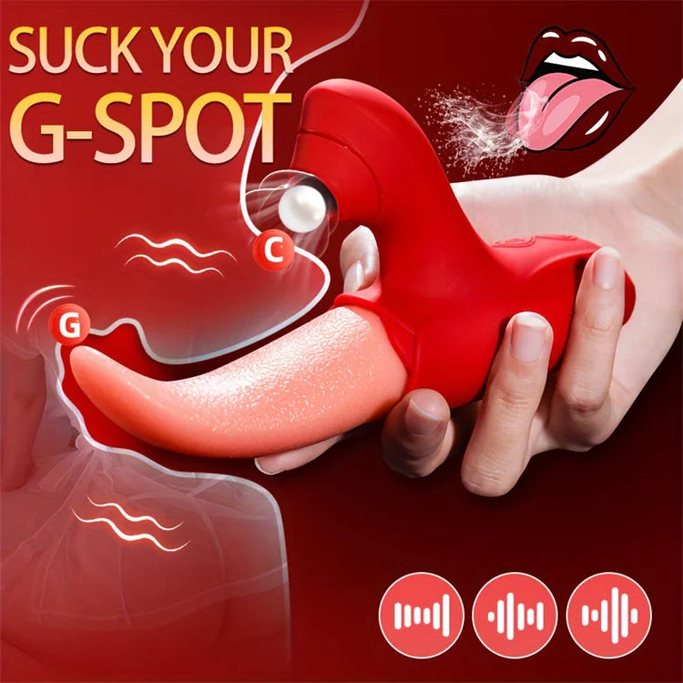 10 Frequency Modes G Spot Tongue Licking Sucking Vibrator Toys For Adult