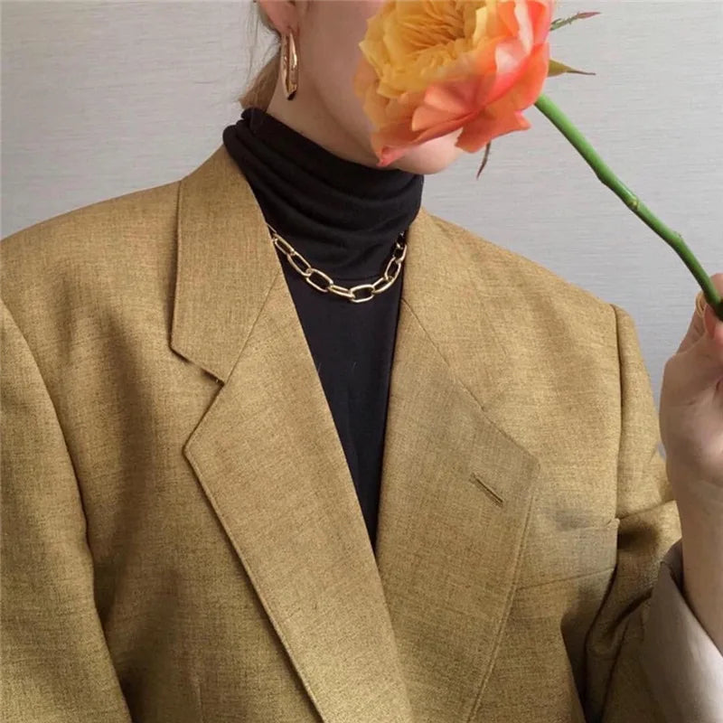Retro Necklace Chains Chain For Women Exaggeration Collares Collar Necklaces Collier Naszyjnik Colar Choker Cadena Fashion