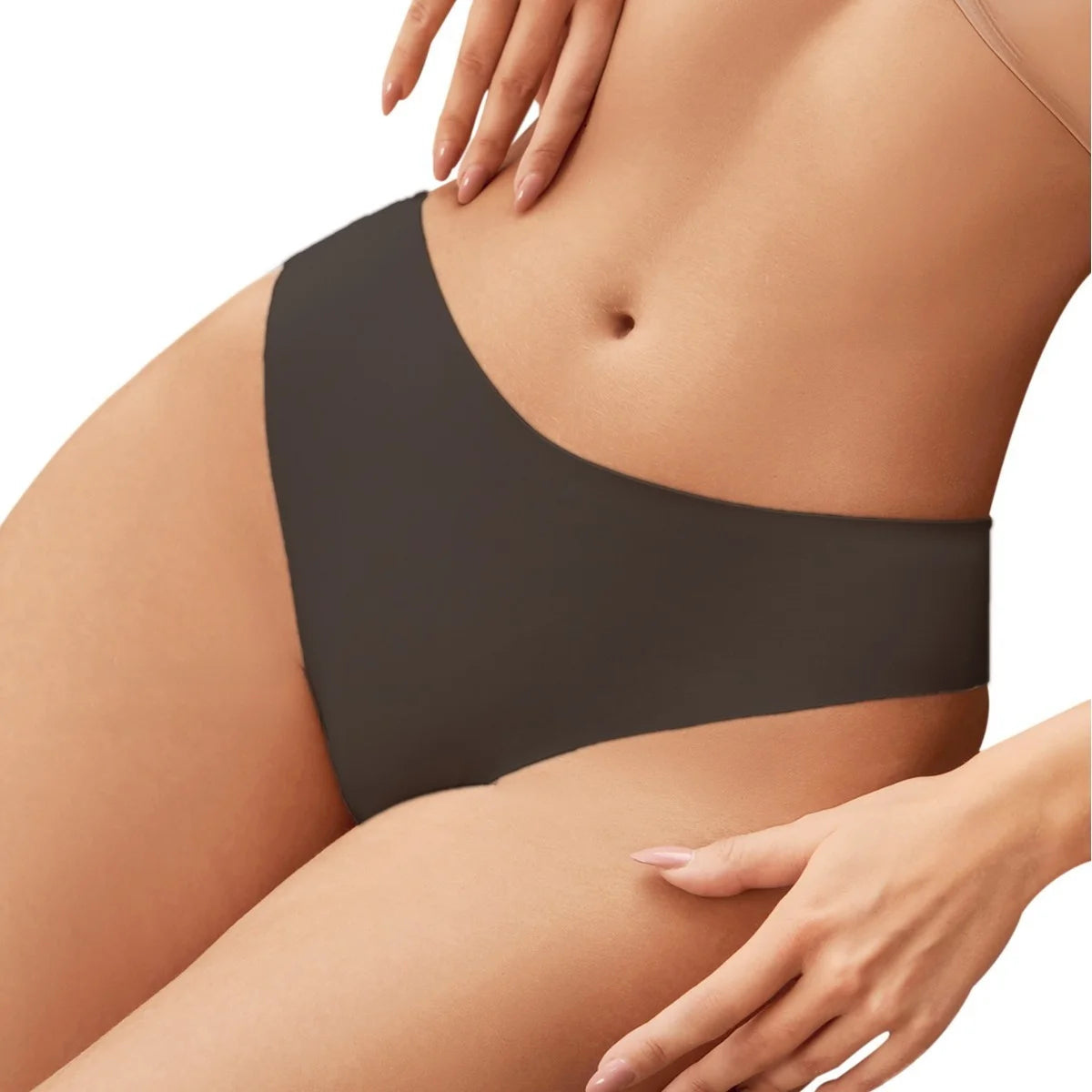 Export Seamless Ice Silk Underwear for Women - Plus Size Nylon Panties, Cotton Crotch & Sexy Metal Ring Buckle