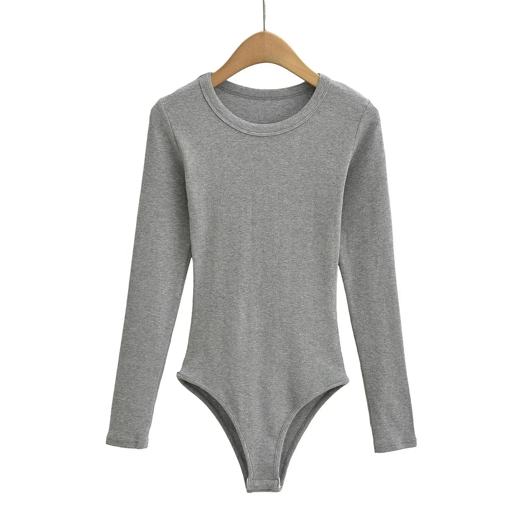 Basic round Neck Long Sleeve Onesie Hot Sale Of The Season New Style Versatile Slim Fit High Elasticity Ribbed T-Shirt Base Laye