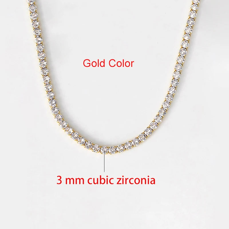 Simple Iced Out Tennis CZ Choker Necklace for Women Men Crystal Short Chain on Neck Hip Hop Trend Accessories Jewelry OHN016