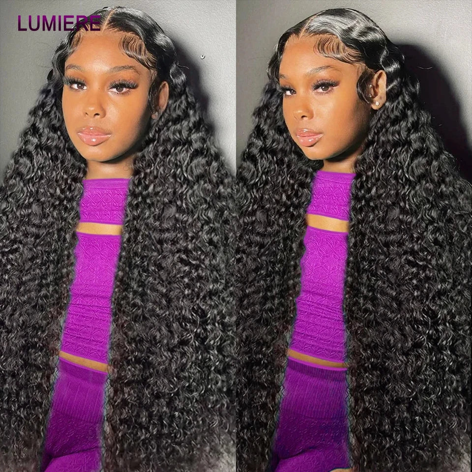 Virgin Raw Afro Kinky Deep Water Curly Wave Bundle With HD Lace Closure Frontal 3/4 Bundle With Frontal Raw Human Hair Extension