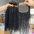 Virgin Raw Afro Kinky Deep Water Curly Wave Bundle With HD Lace Closure Frontal 3/4 Bundle With Frontal Raw Human Hair Extension