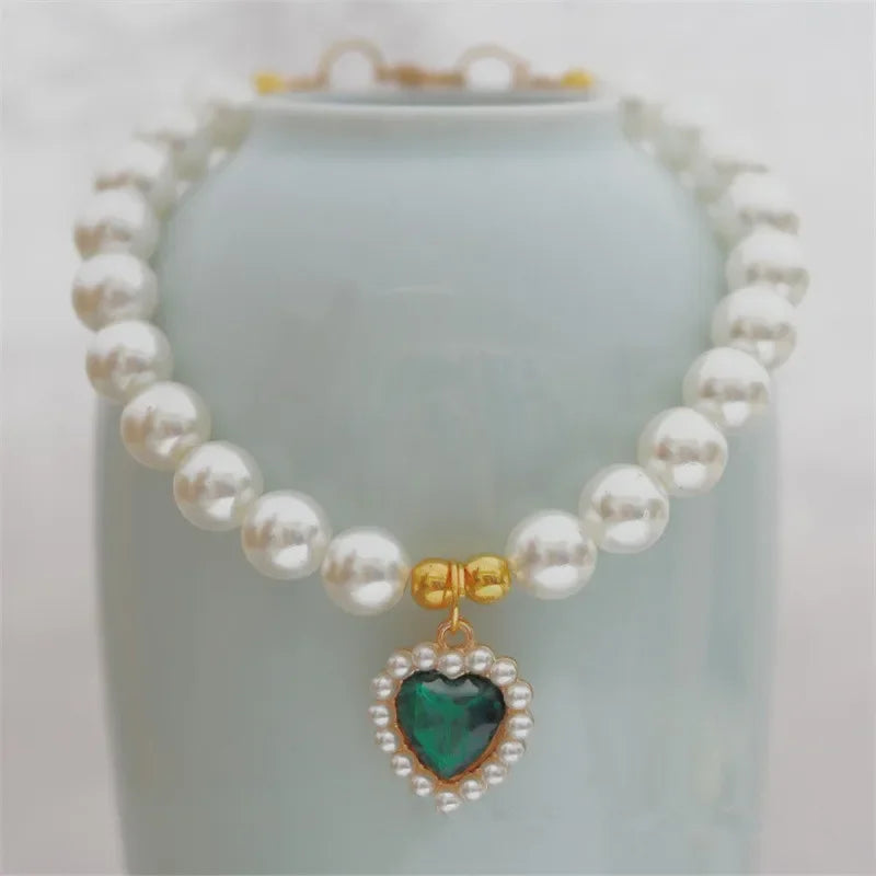 Adjustable Pet Pearl Necklace Accessories for Cats Gotas Animals Fashion Gem Sphynx Cat Collar Kitten Dog Collier Chat