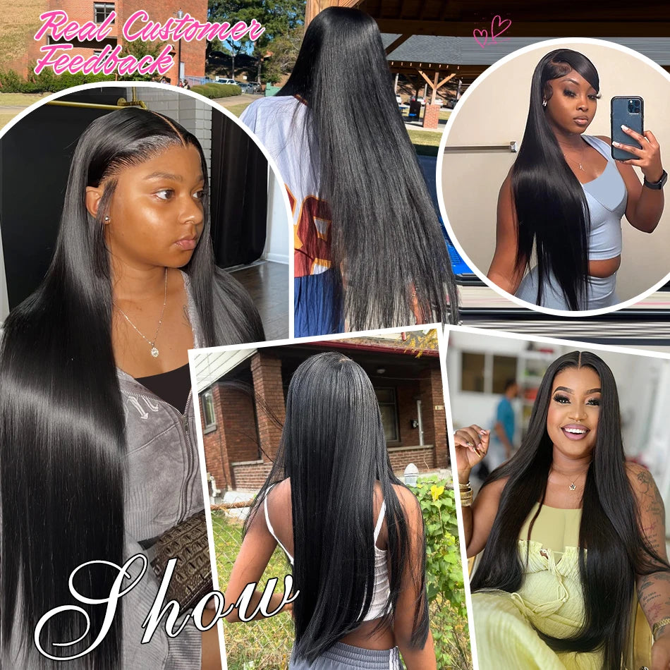 Rosabeauty 30 40 Inch Straight Human Hair Wigs HD Lace Wig 13x6 Human Hair Bone Straight Lace Frontal Human Hair Wigs For Women