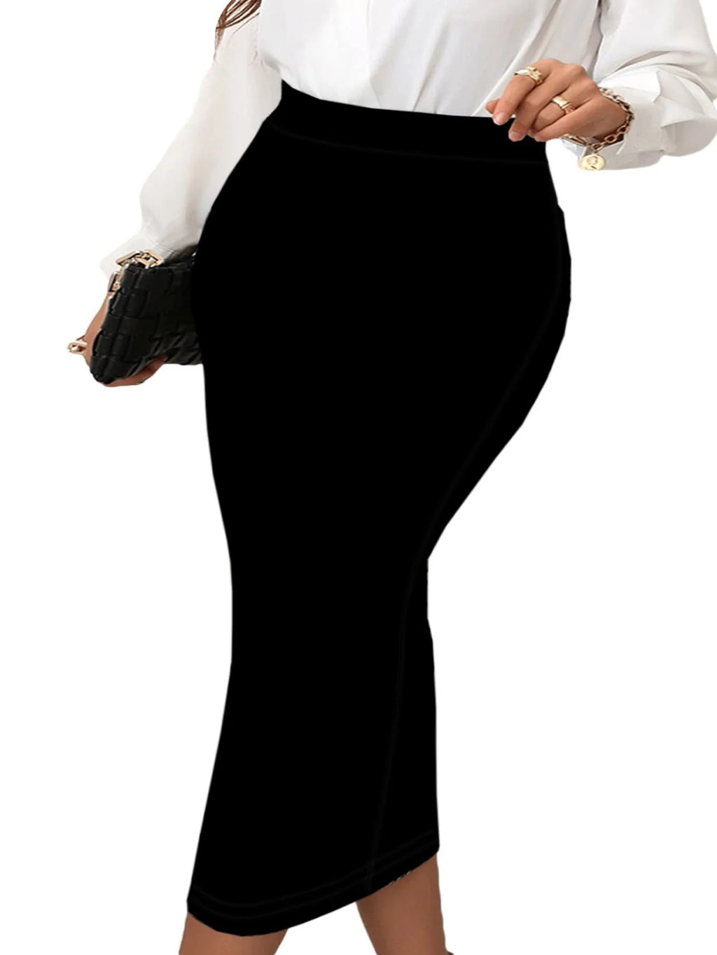 Spring and summer new plus size women's fashion temperament wind slit design solid color half-body skirt