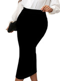 Spring and summer new plus size women's fashion temperament wind slit design solid color half-body skirt