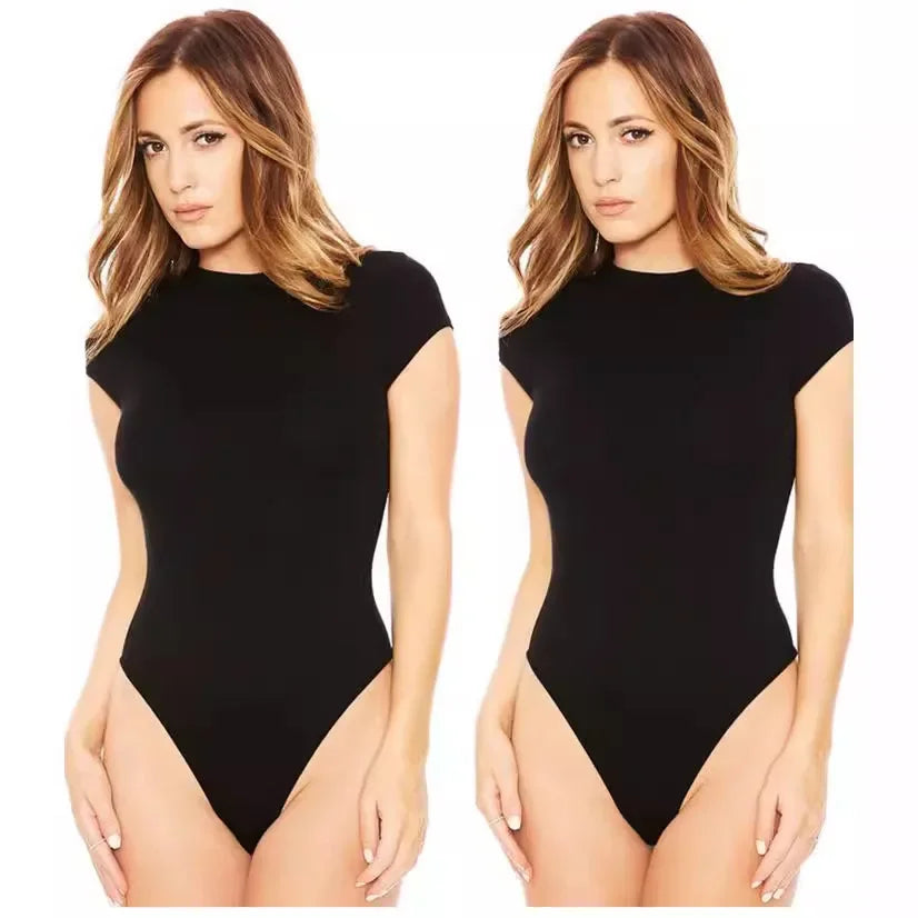 Polyester Fiber Short Sleeve Bodysuit Blouse One-Piece Suit Women's T-shirt Chinese Origin Fashionable Comfortable Fit Bodysuit