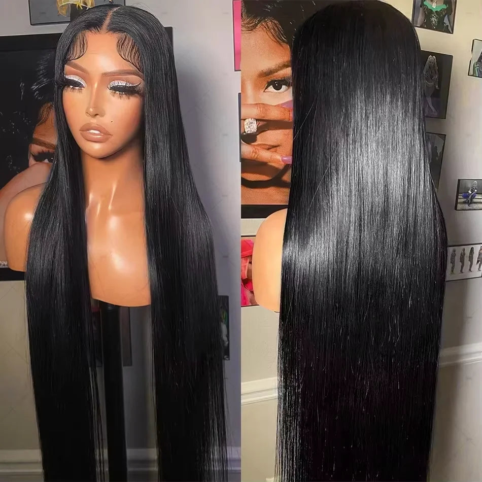 Bone Straight Vietnamese Human Hair Lace Frontal Wig Super Double Drawn Natural Black Human Hair Wigs Preplucked HD Lace Wig