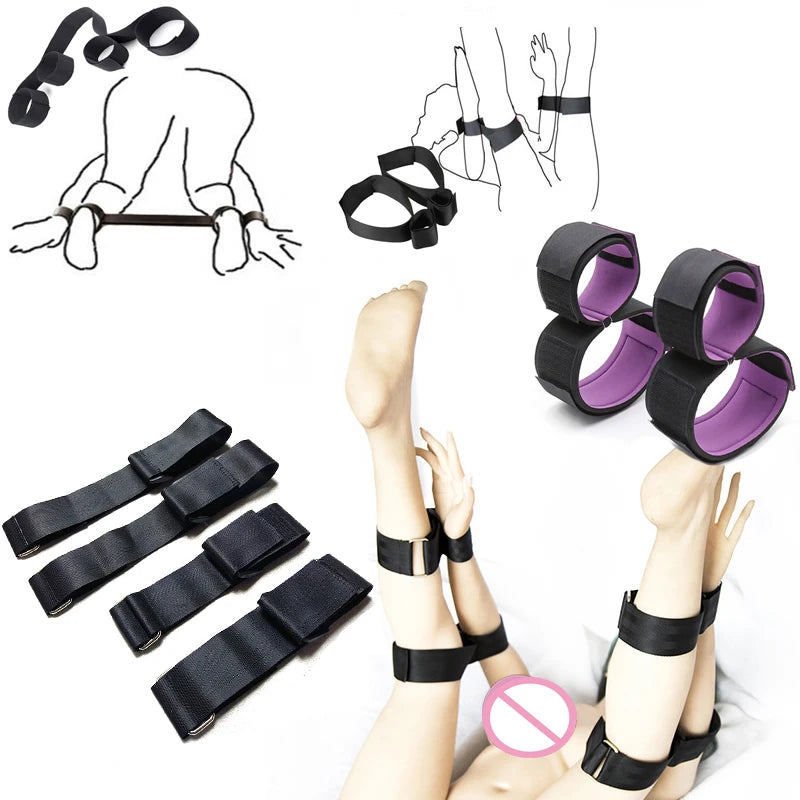 Adult Couples Erotic BDSM Bondage Restraints Slave Wrists & Ankle Cuffs No Vibrator Sex Toys For Women Men Accessories Sex Shop