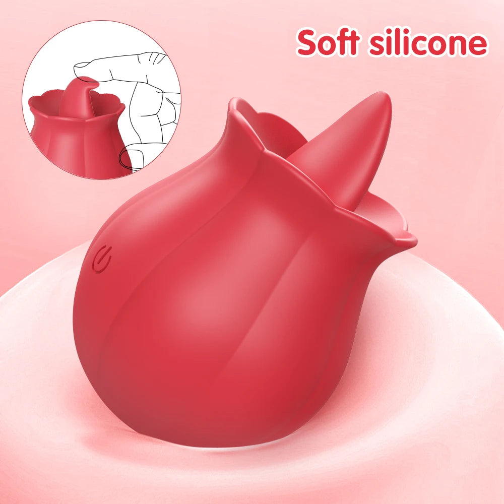 Rose Vibrator 10 Tongue Licking Flower G-Spot Vibrator for Women Adult Game Clit Nipples Penis Anal Stimulator Licking Device 18