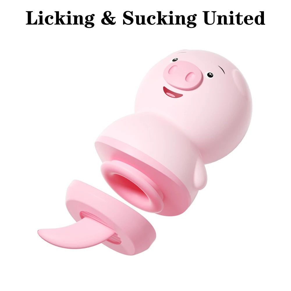 Sex Toys for Women Female Masturbator Cute Pig Nipple Massager Dual 6 Modes Tongue Licking Sucking Vibrator Clitoris Stimulator