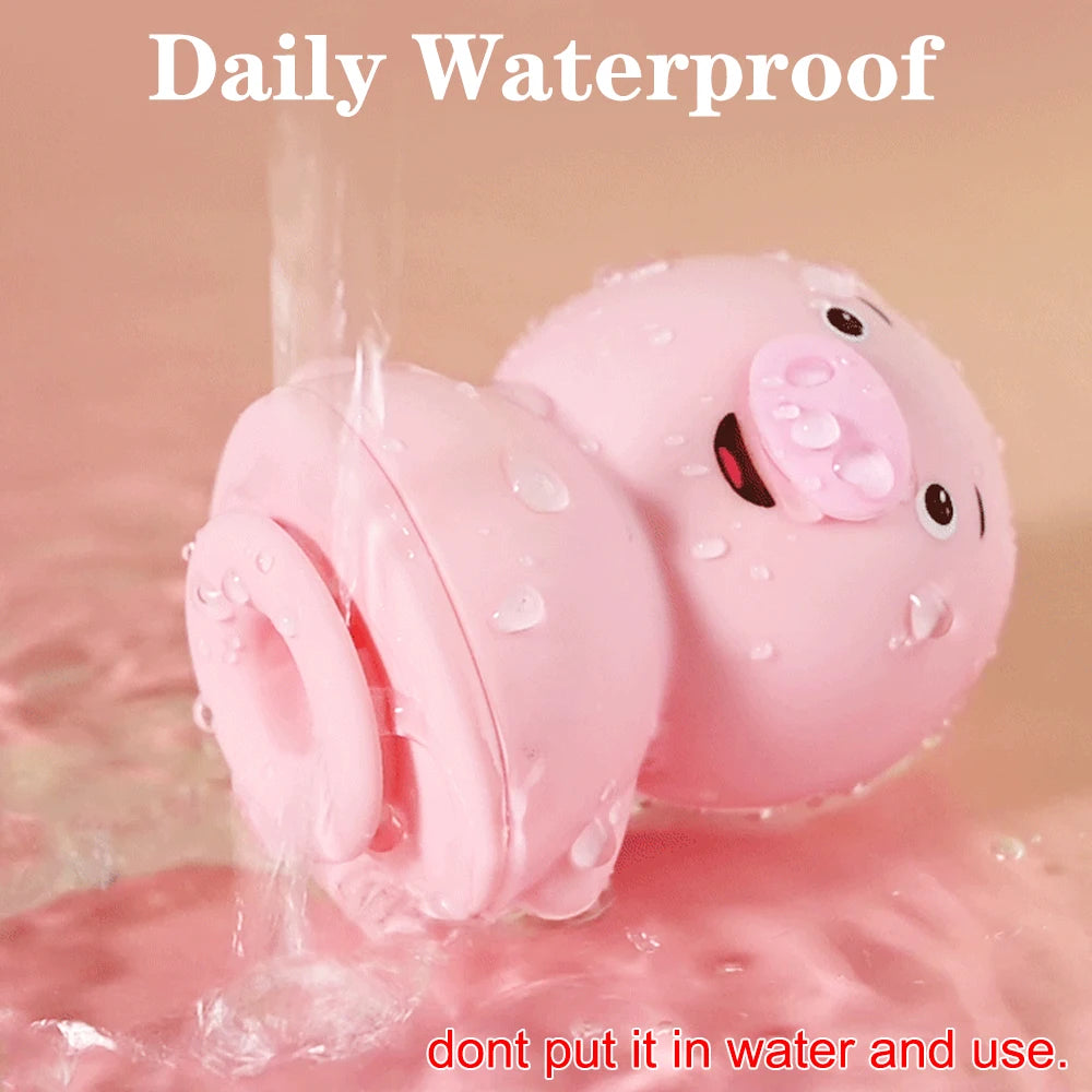 Sex Toys for Women Female Masturbator Cute Pig Nipple Massager Dual 6 Modes Tongue Licking Sucking Vibrator Clitoris Stimulator