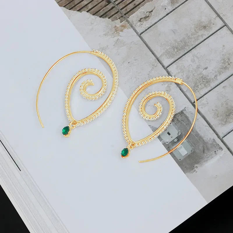 Huitan Bohemia Style Circle Shaped Dangle Earrings for Women New Fashion Design Girls Piercing Accessories Holiday Party Jewelry