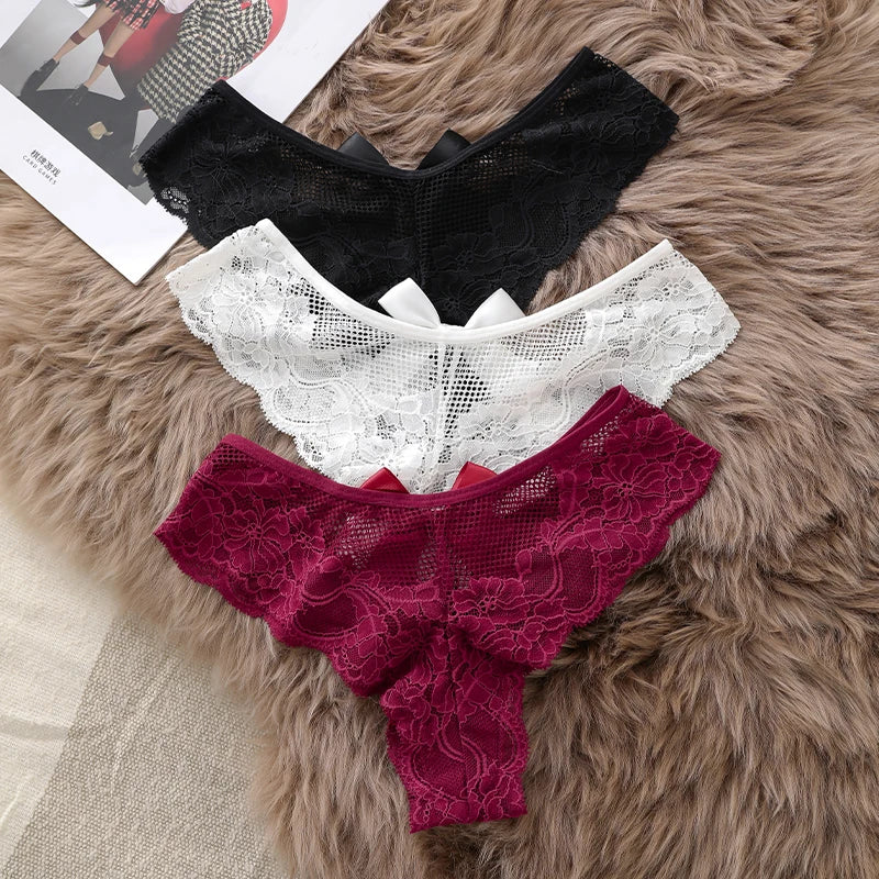 YMQJ Hot Sale Lace Thongs Polyamide & Elastane Tanga Sexy Underwear Women's Panties