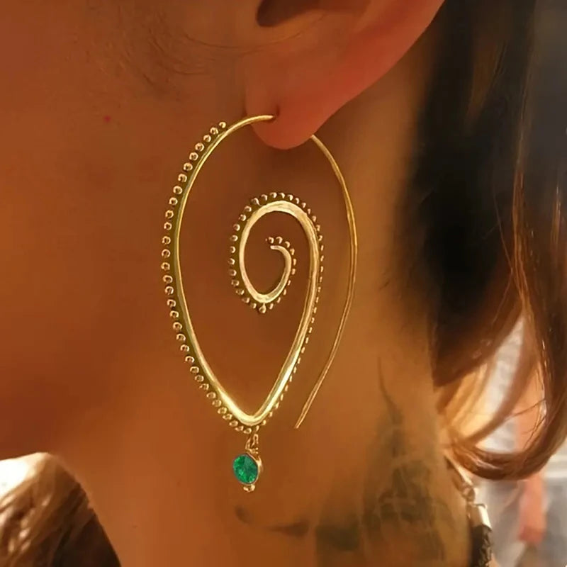 Huitan Bohemia Style Circle Shaped Dangle Earrings for Women New Fashion Design Girls Piercing Accessories Holiday Party Jewelry