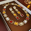3 Pieces Ladies Crystal Jewelry Set Fashionable Versatile High-End Collarbone Chain for Party And Banquet