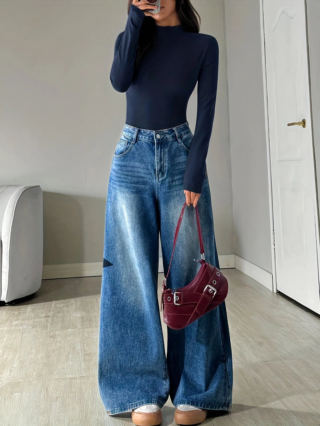 A lady's small high-neck, form-fitting, and stylish hot girl jumpsuit