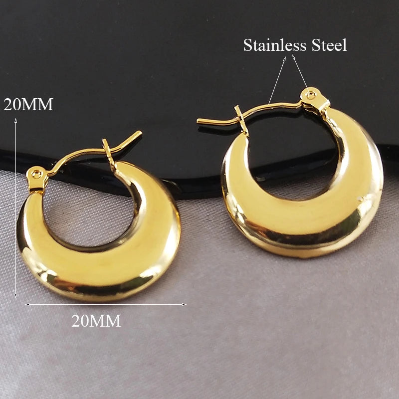 Trendy Stainless Steel Geometric Hoop Earrings Gold Color Christmas Gift Earring Jewelry for Women E9535S02