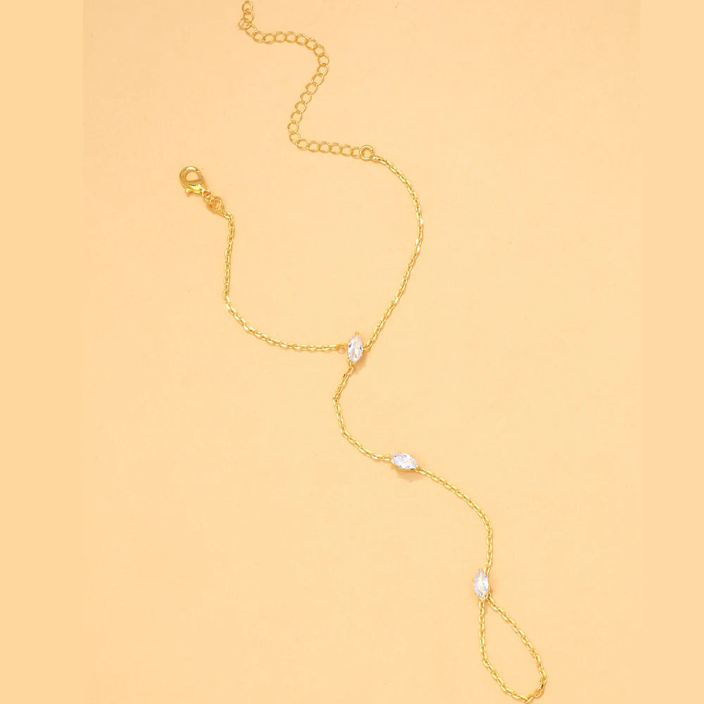 2025 Party Bohemia Rhombus Crystal Bracelet Hand Jewelry for Women Simple Thin Chain Finger Bracelet Jewelry Accessories Gift