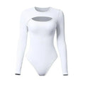 Sexy Long Sleeve O Neck Casual Bodysuit Women Body Tops White Black Nude Red Party Hollow out Bodycon Romper Bodysuit Jumper