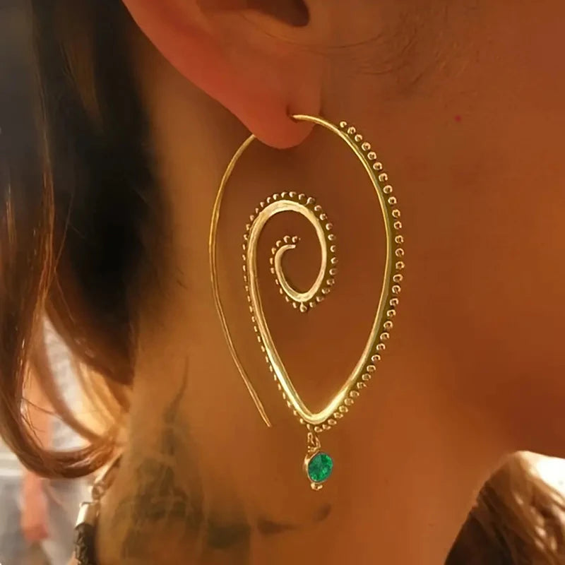 Huitan Bohemia Style Circle Shaped Dangle Earrings for Women New Fashion Design Girls Piercing Accessories Holiday Party Jewelry