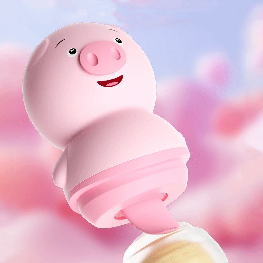 Sex Toys for Women Female Masturbator Cute Pig Nipple Massager Dual 6 Modes Tongue Licking Sucking Vibrator Clitoris Stimulator